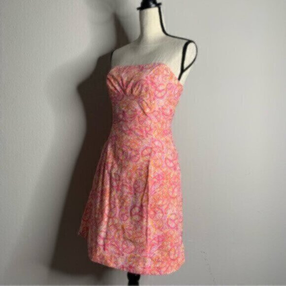 Lilly Pulitzer Delphina Orange & Pink Strapless Mini Dress - Picture 5 of 8